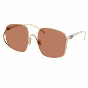 Miu Miu MU A57S Oversized Aviator Sunglasses – Gold / Brown